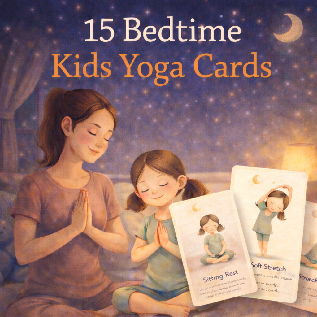 15 Bedtime Kids Yoga Cards printable set