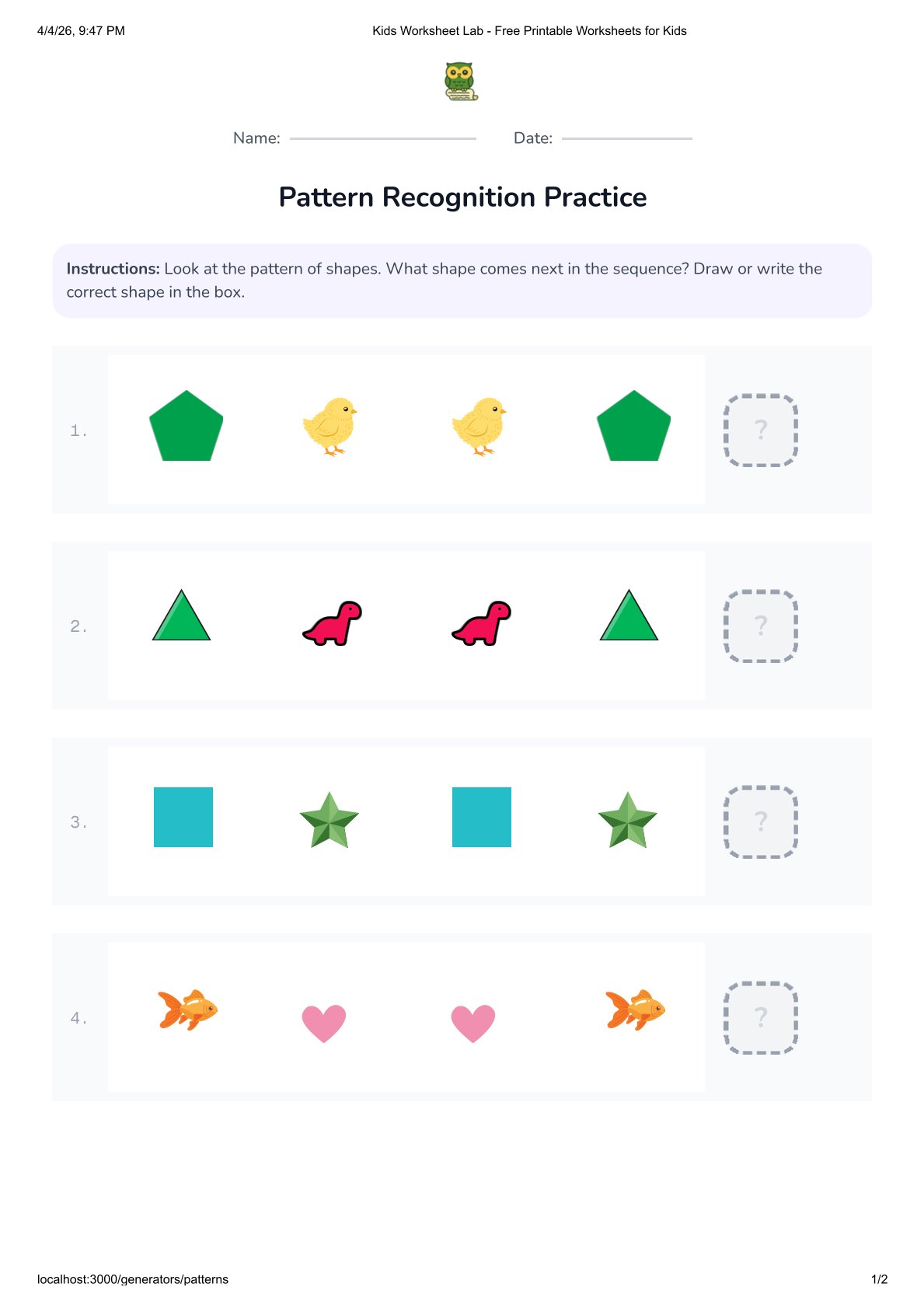 Pattern Recognition Generator