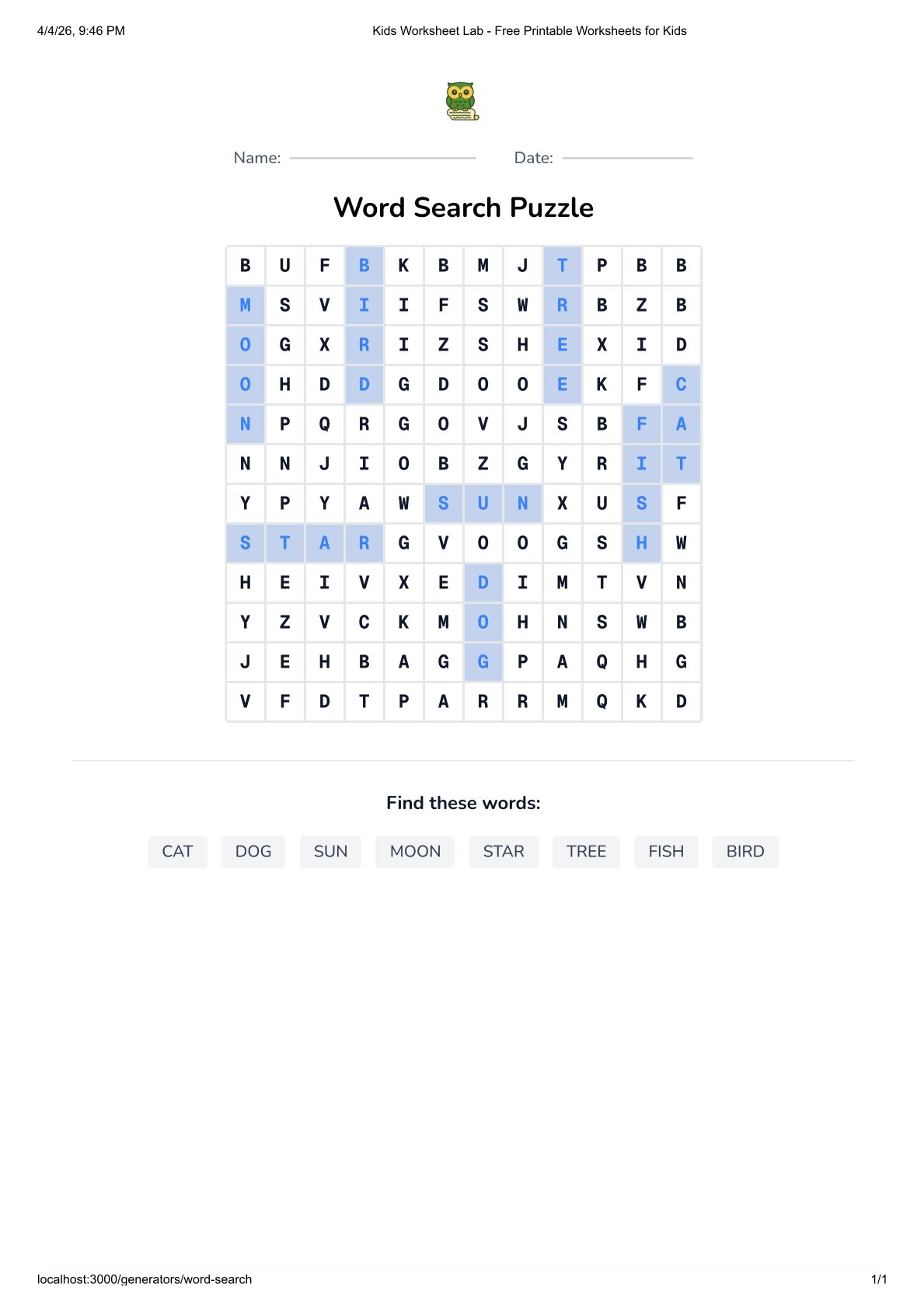 Word Search Generator